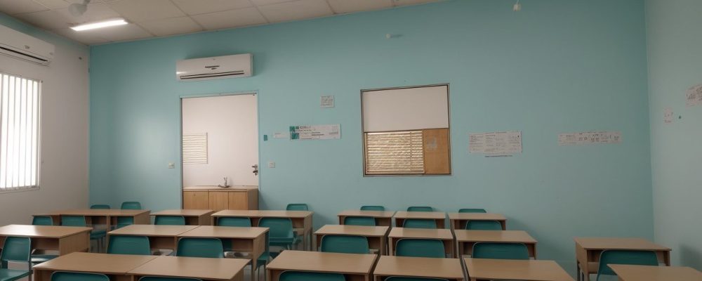 Ilustração mostrando uma sala de aula em unidade prisional com presos engajados em atividades educacionais, representando educação prisional e ressocialização.