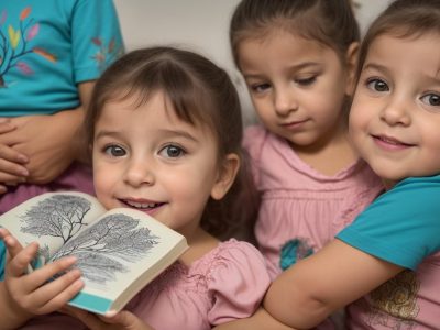 Ilustração de pais e filhos conversando sobre o corpo humano e educação sexual infantil, promovendo o desenvolvimento psicosexual.