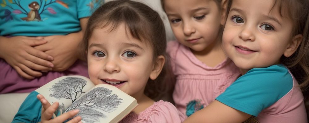 Ilustração de pais e filhos conversando sobre o corpo humano e educação sexual infantil, promovendo o desenvolvimento psicosexual.