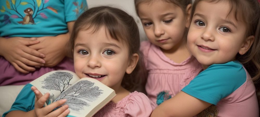 Ilustração de pais e filhos conversando sobre o corpo humano e educação sexual infantil, promovendo o desenvolvimento psicosexual.