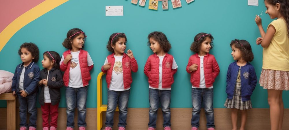 Ilustração de crianças aprendendo sobre o corpo humano em um ambiente seguro e acolhedor, com foco no desenvolvimento psicosexual infantil.