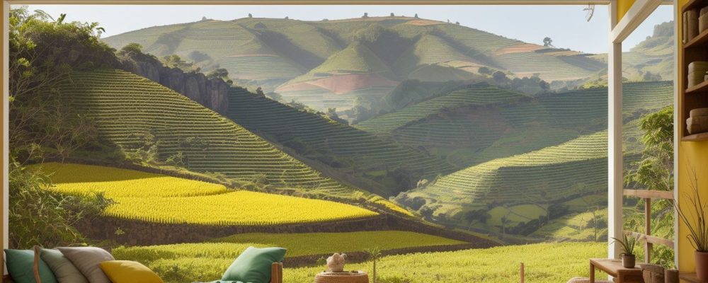 Imagem de sala de aula no campo, mostrando educação rural inclusiva, com alunos e professor interagindo e aprendendo sobre metodologias e exemplos de educação no campo