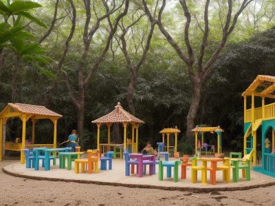 Crianças brincando e interagindo em atividades que promovem os 5 eixos da educação infantil para desenvolvimento integral