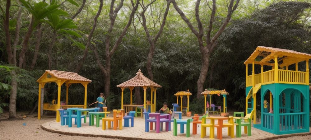 Crianças brincando e interagindo em atividades que promovem os 5 eixos da educação infantil para desenvolvimento integral