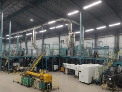 Ambiente industrial moderno com sensores eletrônicos e componentes para automação.