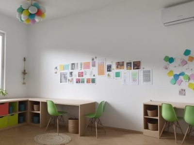 Imagem de sala de aula com alunos trabalhando em projetos de empreendedorismo social, focando em impacto social e inovação educacional.