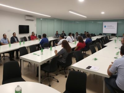Servidores públicos em ambiente colaborativo, aprendendo sobre empreendedorismo e inovação em curso online