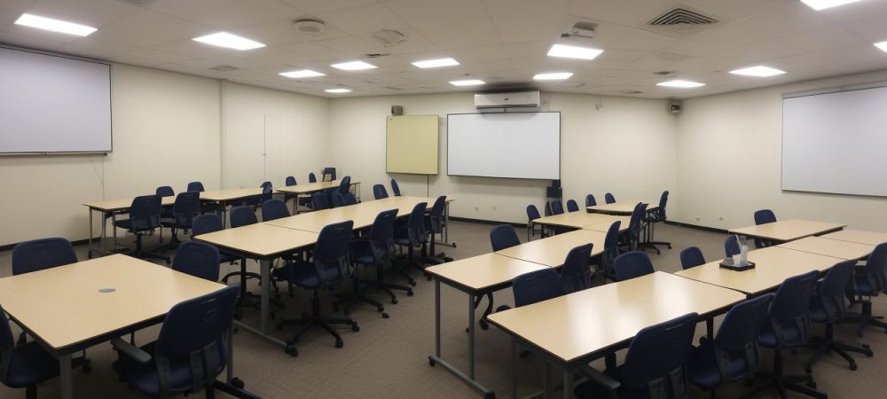 Ilustração de um ambiente de ensino militar, mostrando alunos engajados em atividades que promovem disciplina, liderança e formação para a carreira militar