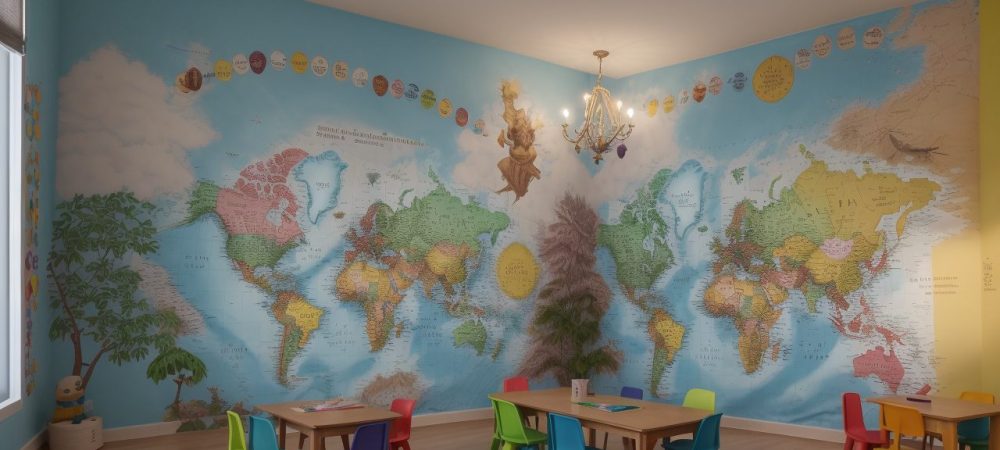 Crianças em sala de aula aprendendo sobre ensino religioso e a diversidade religiosa com atividades em grupo