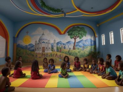 Alunos em sala de aula, aprendendo sobre diversidade religiosa e explorando atividades do ensino religioso no ensino fundamental