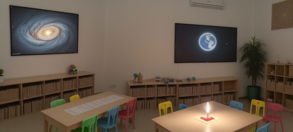 Professor demonstrando estratégias de ensino da matemática com recursos didáticos e alunos engajados em sala de aula.