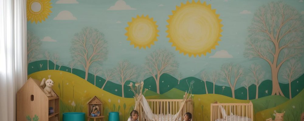 Crianças engajadas em atividades de artes visuais, como pintura e desenho, em uma sala de aula vibrante e inspiradora.