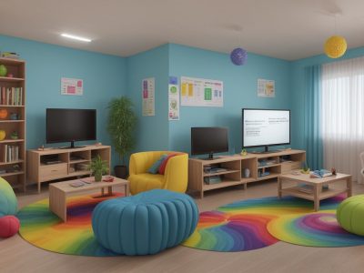 Professor conduzindo uma aula de ensino de biologia online, com alunos interagindo através de materiais didáticos e recursos visuais.