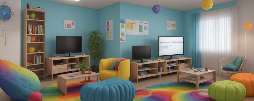 Professor conduzindo uma aula de ensino de biologia online, com alunos interagindo através de materiais didáticos e recursos visuais.