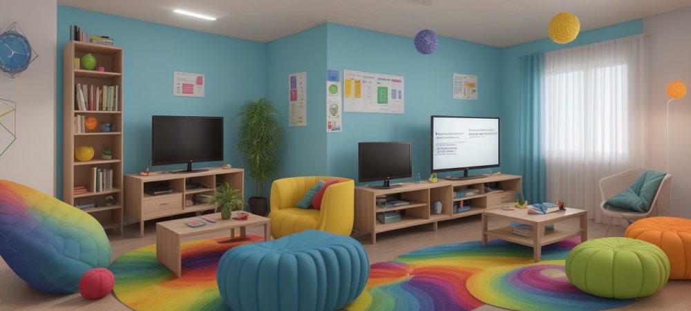 Professor conduzindo uma aula de ensino de biologia online, com alunos interagindo através de materiais didáticos e recursos visuais.