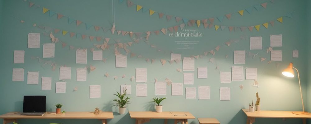 Sala de aula com recursos visuais sobre dificuldades de aprendizagem e apoio familiar