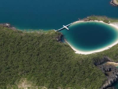 Visualização ilustrativa sobre plataformas offshore e cursos online para servidores públicos