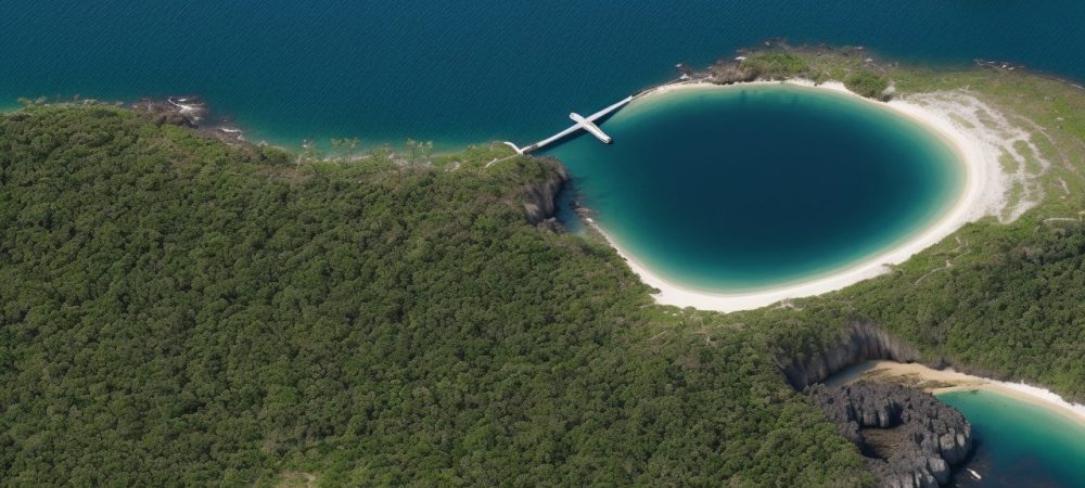 Visualização ilustrativa sobre plataformas offshore e cursos online para servidores públicos