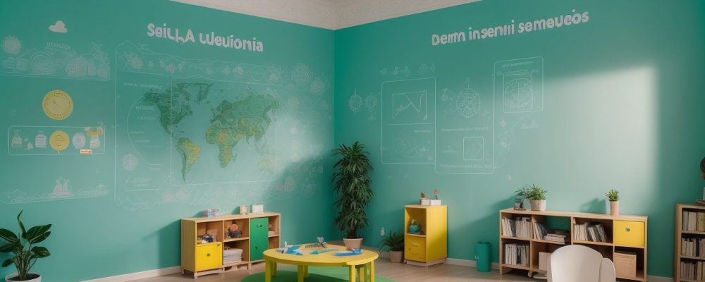 Ambiente escolar moderno demonstrando apoio a alunos com dificuldades de aprendizagem