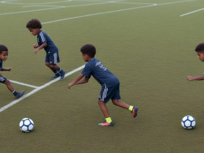 Crianças praticando esportes na escola, com foco em educação física e desenvolvimento infantil, promovendo saúde e bem-estar.