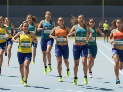 Imagem vibrante de atletas praticando paradesporto, representando a inclusão social e a acessibilidade esportiva.