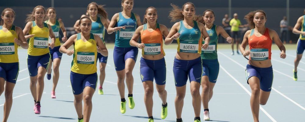 Imagem vibrante de atletas praticando paradesporto, representando a inclusão social e a acessibilidade esportiva.