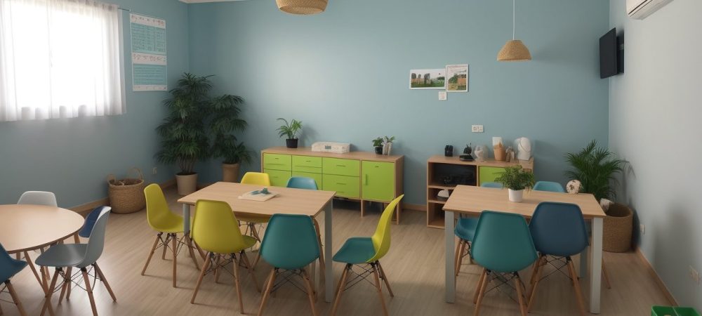 Sala de aula moderna com alunos aplicando estratégias para superar dificuldades de aprendizagem