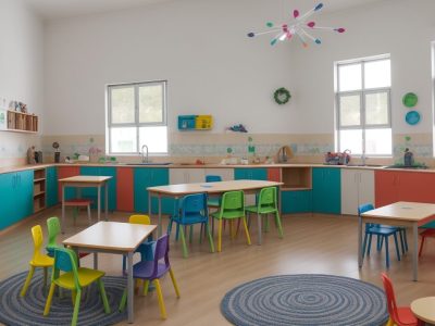 Crianças com autismo aprendendo em sala de aula, com plano de aula inclusivo e estratégias pedagógicas adaptadas.