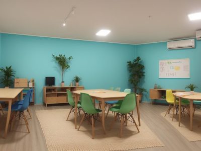 Sala de aula dinâmica onde alunos participam de atividades práticas na educação de jovens e adultos.