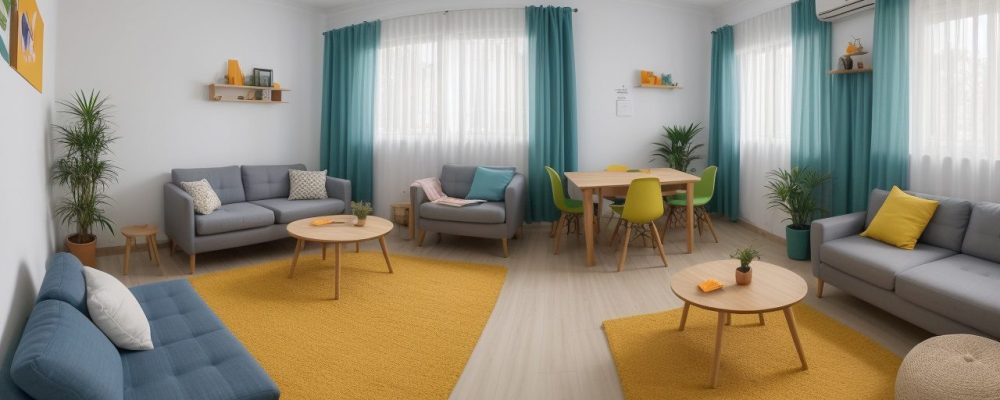 Sala de aula inovadora com recursos visuais e estudantes colaborando em atividades interativas sobre dificuldades de aprendizagem