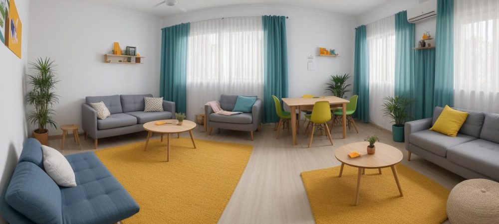 Sala de aula inovadora com recursos visuais e estudantes colaborando em atividades interativas sobre dificuldades de aprendizagem