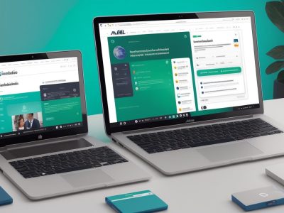 Campanha de e-mail marketing sendo planejada em um escritório moderno, com gráficos e pessoas colaborando, representando estratégias para o setor público.