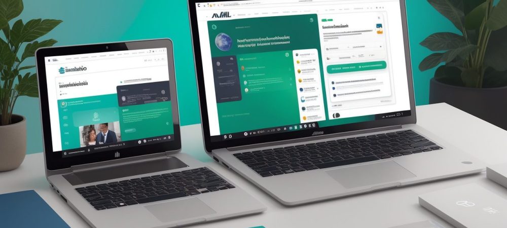 Campanha de e-mail marketing sendo planejada em um escritório moderno, com gráficos e pessoas colaborando, representando estratégias para o setor público.