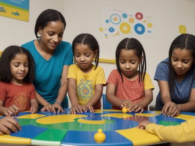 Educadores aplicando estratégias de intervenção autismo em sala de aula, promovendo inclusão e desenvolvimento