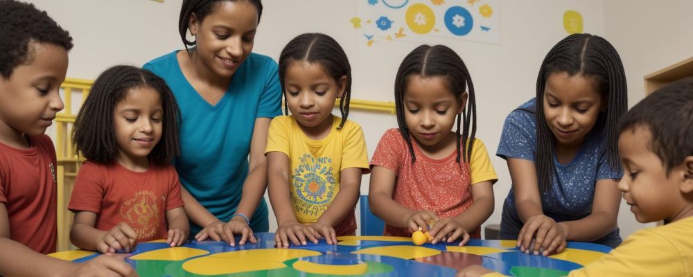 Educadores aplicando estratégias de intervenção autismo em sala de aula, promovendo inclusão e desenvolvimento
