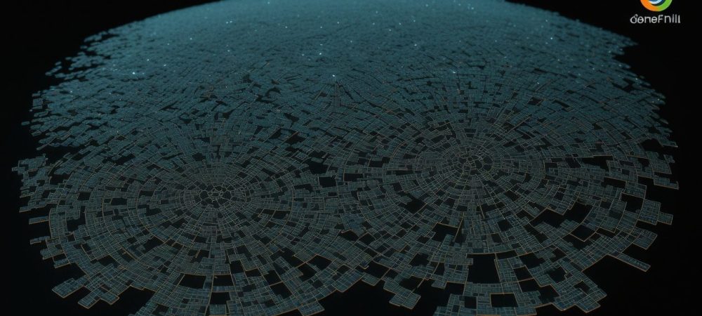 Representação visual de estratégias de marketing digital, com elementos como funil de vendas e SEO, impulsionando o sucesso online.