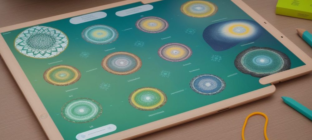 Educação inclusiva em sala de aula com alunos usando recursos visuais para lidar com dificuldades de aprendizagem