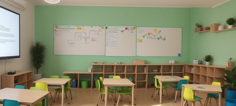 Ambiente escolar com estudantes utilizando estratégias para lidar com dificuldades de aprendizagem