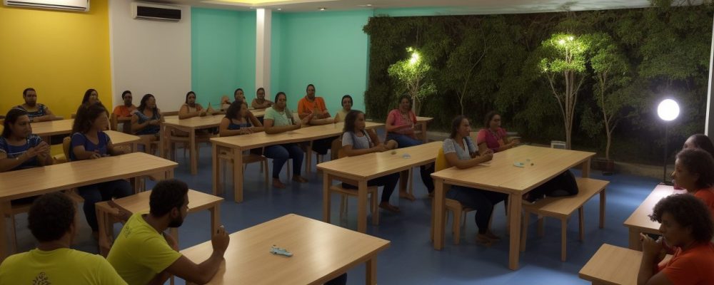Ambiente escolar com estudantes colaborando em soluções para dificuldades de aprendizagem