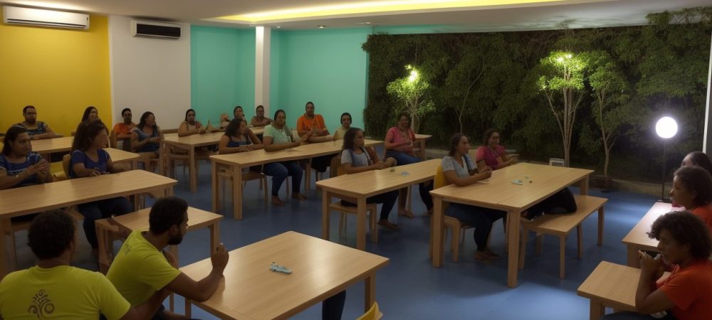 Ambiente escolar com estudantes colaborando em soluções para dificuldades de aprendizagem