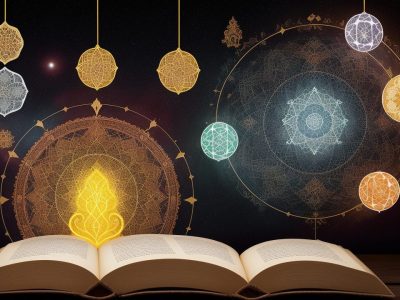 Imagem ilustrativa sobre o estudo da religião, com elementos que representam a diversidade de crenças e culturas.