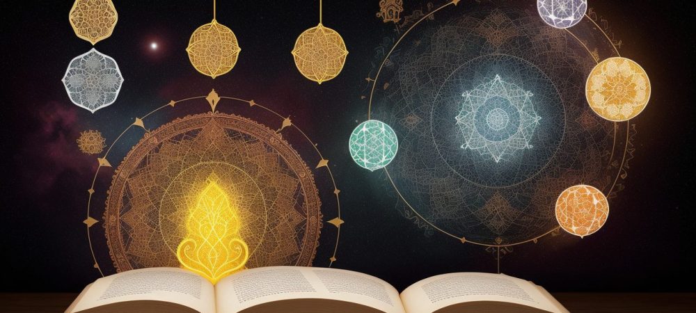 Imagem ilustrativa sobre o estudo da religião, com elementos que representam a diversidade de crenças e culturas.