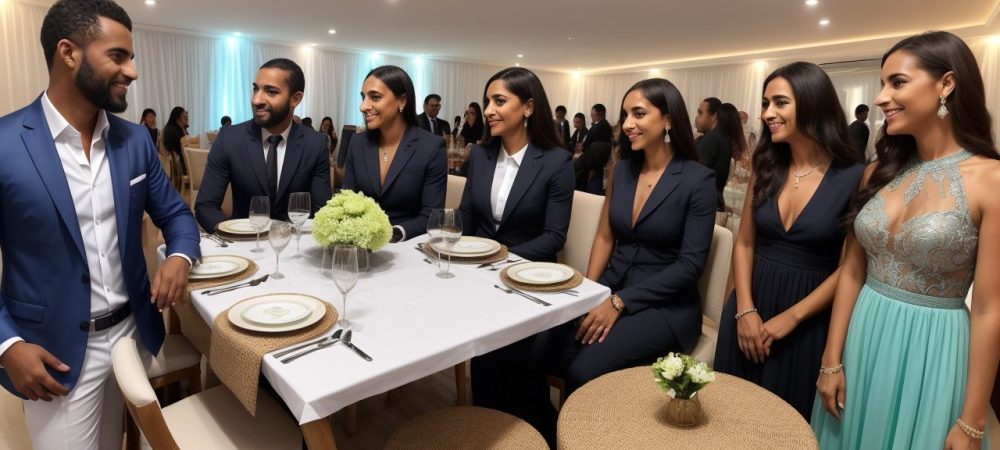 Imagem representando a aplicação da etiqueta em diversas situações sociais e profissionais, com foco em como se comportar