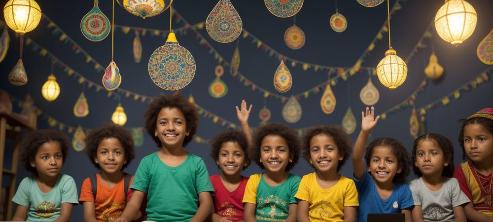 Alunos e professor em sala de aula, aprendendo sobre etnoeducação, com foco em curso online de Educação Indígena