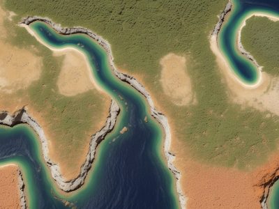 Ilustração vibrante de mapas e símbolos representando a história africana, incluindo reinos, culturas e descolonização.