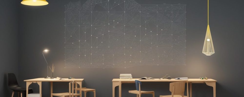 Ilustração que representa a história da matemática moderna, com referências a grandes matemáticos e evolução dos conceitos.