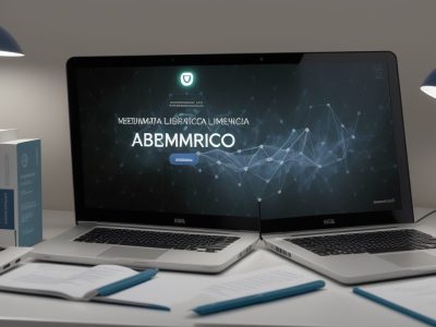 Imagem representando um profissional da saúde estudando em um curso de farmacologia online, com frascos de medicamentos e um gráfico de análise.