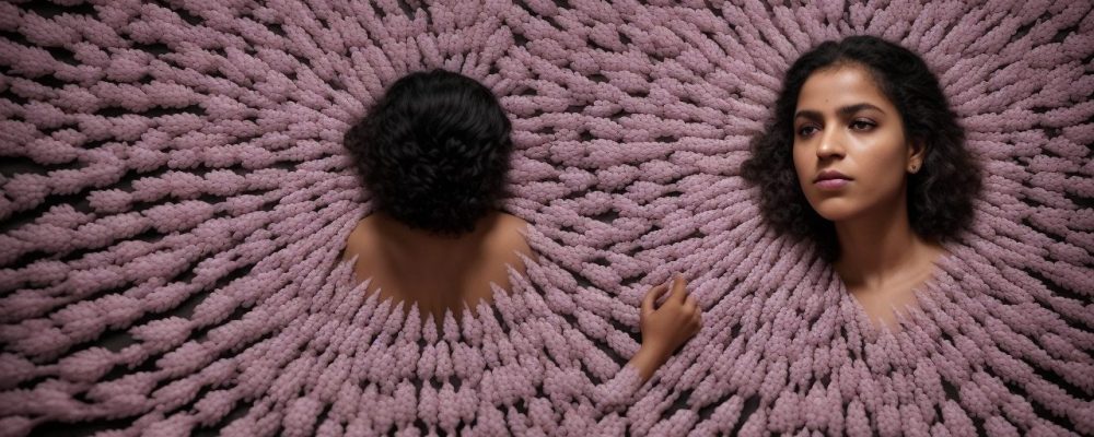 Representação do feminicídio com elementos que refletem violência de gênero e conscientização.