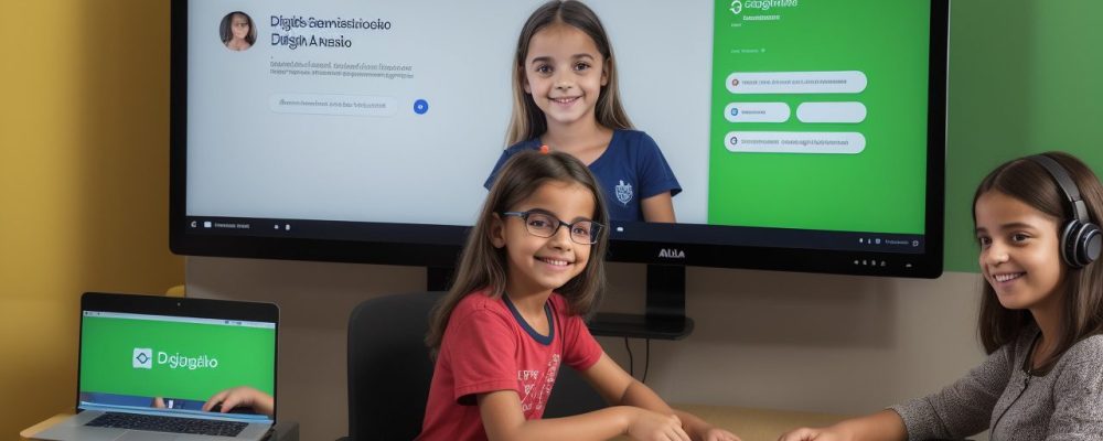 Professor utilizando ferramentas digitais em aula online com alunos engajados em atividades interativas para otimizar o aprendizado