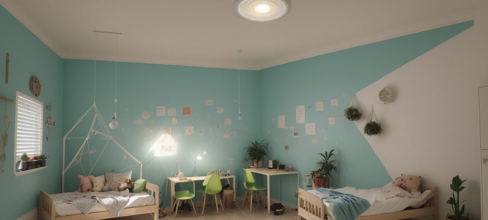 Ilustração mostrando conceitos de física clássica, como mecânica, cinemática e leis de Newton, aplicados em sala de aula, com estudantes e experimentos